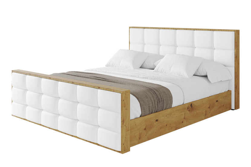 Łóżko tapicerowane bez materaca + pojemnik ENZO2-Z-140x200 cm Biały 839717