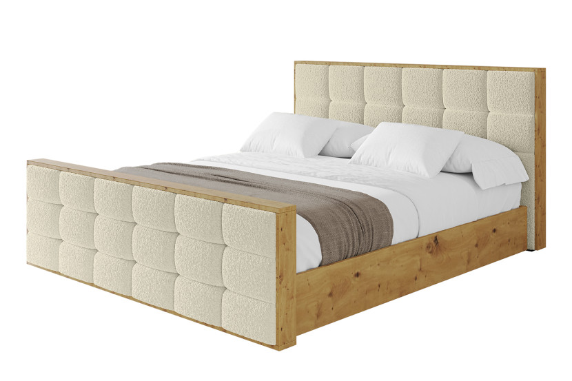 Łóżko tapicerowane bez materaca + pojemnik ENZO2-Z-160x200 cm Beżowy 840570