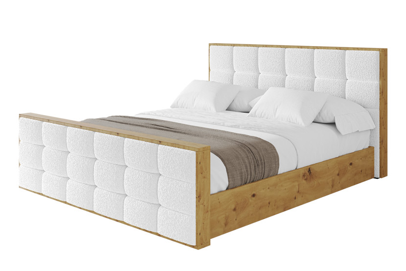 Łóżko tapicerowane bez materaca + pojemnik ENZO2-Z-160x200 cm Biały 840192