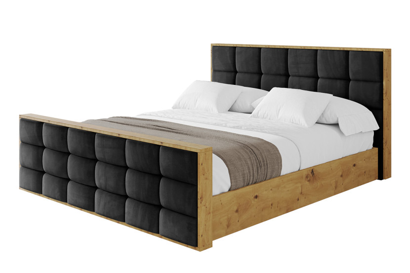 Łóżko tapicerowane bez materaca + pojemnik ENZO2-Z-160x200 cm Czarny 839753