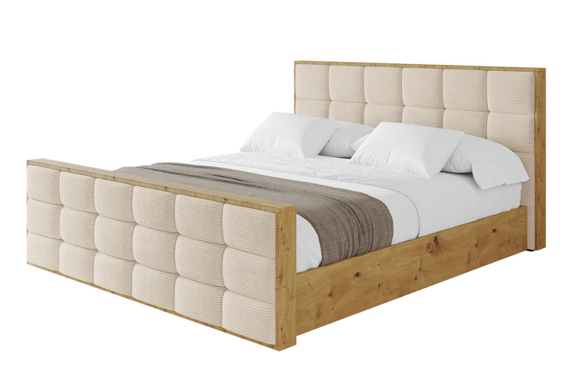 Łóżko tapicerowane bez materaca + pojemnik ENZO2-Z-180x200 cm Beżowy 839837