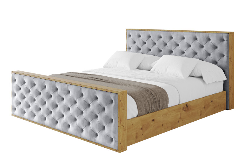 Łóżko tapicerowane bez materaca + pojemnik ENZO3-Z-120x200 cm Jasnoszary 839084