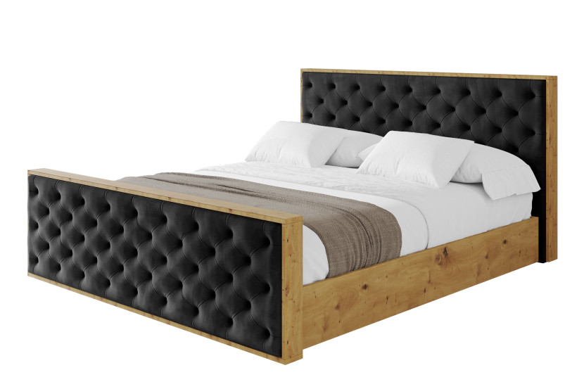 Łóżko tapicerowane bez materaca + pojemnik ENZO3-Z-140x200 cm Czarny 839401