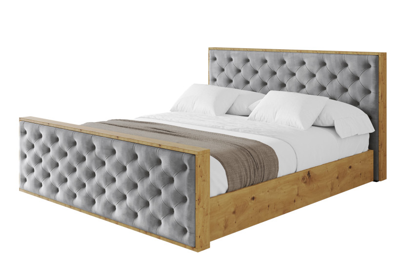 Łóżko tapicerowane bez materaca + pojemnik ENZO3-Z-140x200 cm Szary 838626