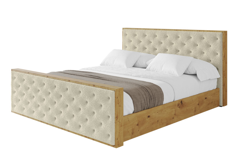 Łóżko tapicerowane bez materaca + pojemnik ENZO3-Z-160x200 cm Beżowy 1016277