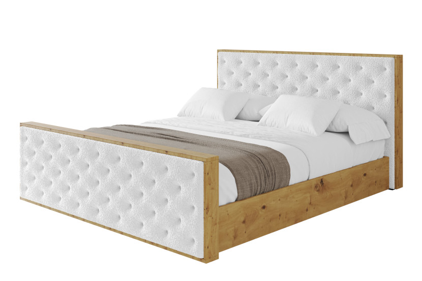 Łóżko tapicerowane bez materaca + pojemnik ENZO3-Z-160x200 cm Biały 838915