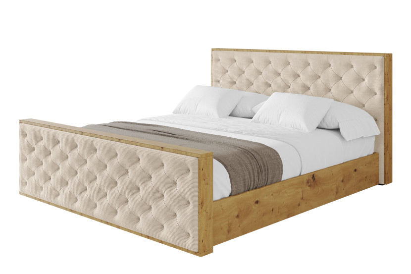 Łóżko tapicerowane bez materaca + pojemnik ENZO3-Z-200x200 cm Beżowy 1016287