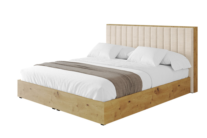Łóżko tapicerowane bez materaca + pojemnik ENZO4 - 180x200 cm Beżowy 839675