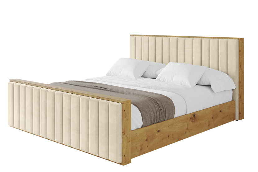 Łóżko tapicerowane bez materaca + pojemnik ENZO4-Z-120x200 cm Beżowy 838963