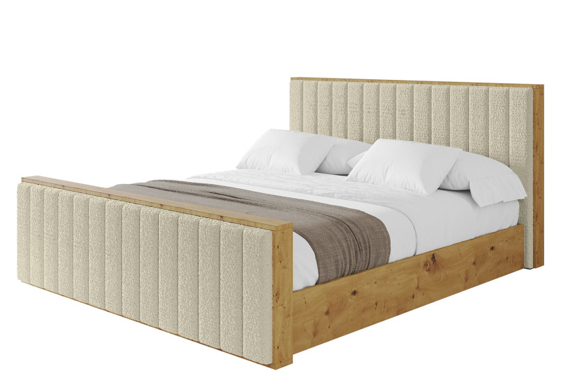Łóżko tapicerowane bez materaca + pojemnik ENZO4-Z-120x200 cm Beżowy 838964