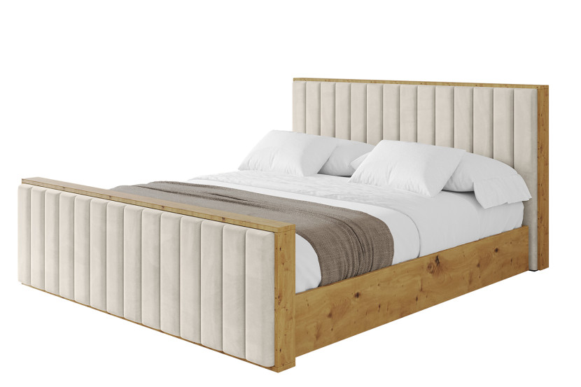 Łóżko tapicerowane bez materaca + pojemnik ENZO4-Z-120x200 cm Beżowy 839505