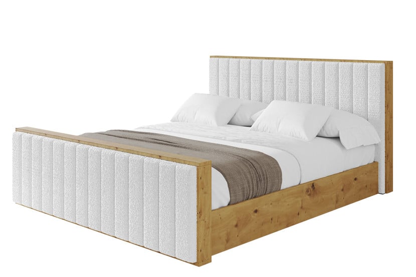Łóżko tapicerowane bez materaca + pojemnik ENZO4-Z-120x200 cm Biały 839393