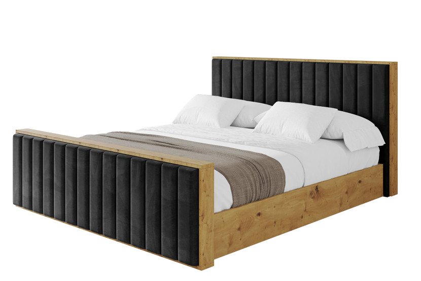 Łóżko tapicerowane bez materaca + pojemnik ENZO4-Z-120x200 cm Czarny 839098