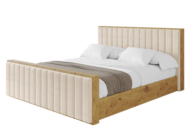 Łóżko tapicerowane bez materaca + pojemnik ENZO4-Z-140x200 cm Beżowy 838807