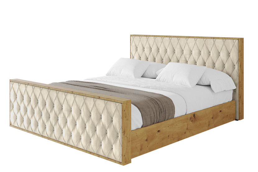 Łóżko tapicerowane bez materaca + pojemnik ENZO5-Z-140x200 cm Beżowy 840532