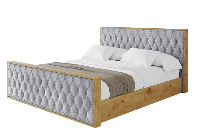Łóżko tapicerowane bez materaca + pojemnik ENZO5-Z-140x200 cm Jasnoszary 839763