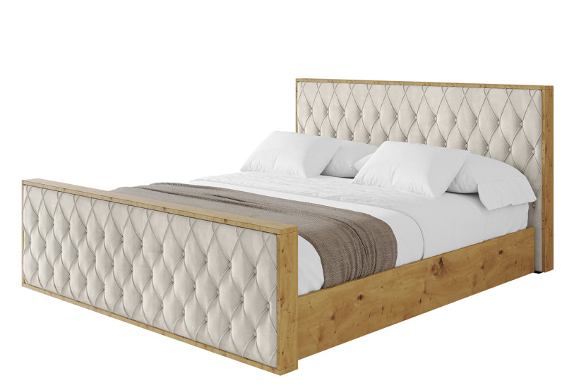 Łóżko tapicerowane bez materaca + pojemnik ENZO5-Z-180x200 cm Beżowy 839739