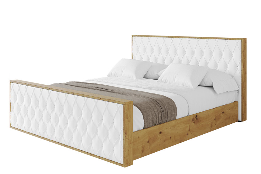 Łóżko tapicerowane bez materaca + pojemnik ENZO5-Z-180x200 cm Biały 840499