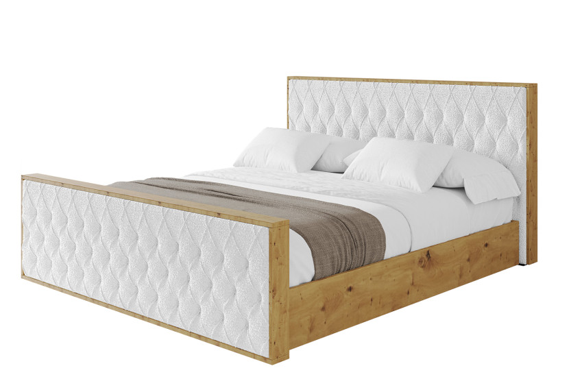 Łóżko tapicerowane bez materaca + pojemnik ENZO5-Z-180x200 cm Biały 840180
