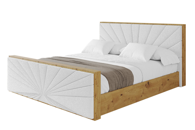 Łóżko tapicerowane bez materaca + pojemnik ENZO6-Z-160x200 cm Biały 839150
