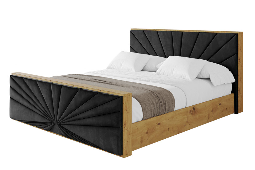 Łóżko tapicerowane bez materaca + pojemnik ENZO6-Z-180x200 cm Czarny 839465