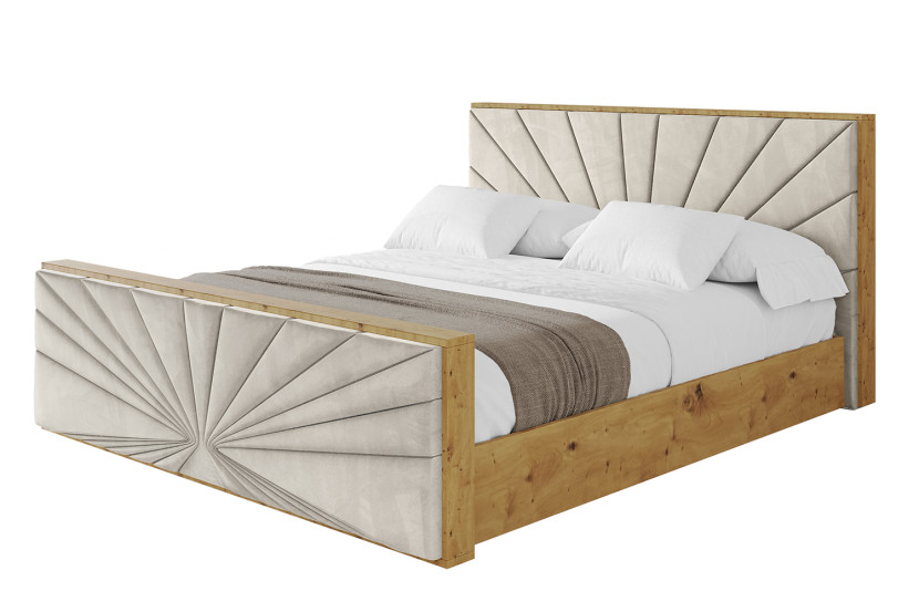 Łóżko tapicerowane bez materaca + pojemnik ENZO6-Z-200x200 cm Beżowy 839257