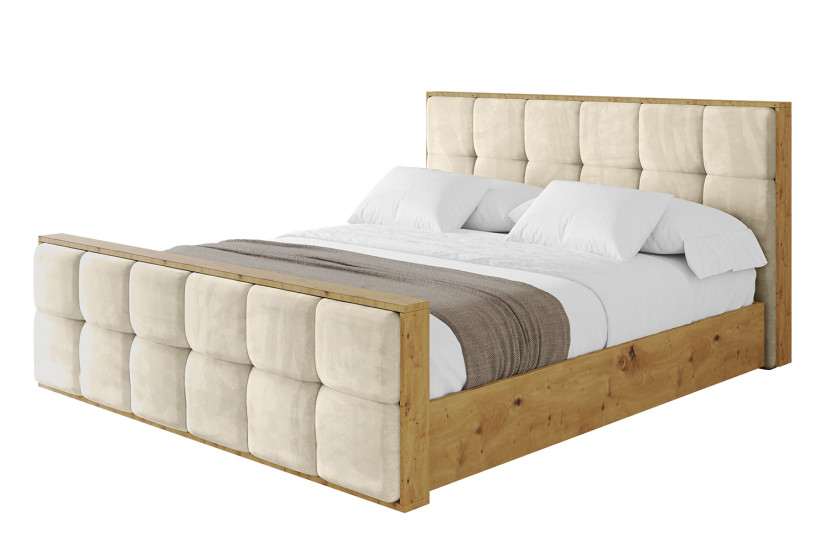 Łóżko tapicerowane bez materaca + pojemnik ENZO7-Z 120x200 cm Beżowy 838461