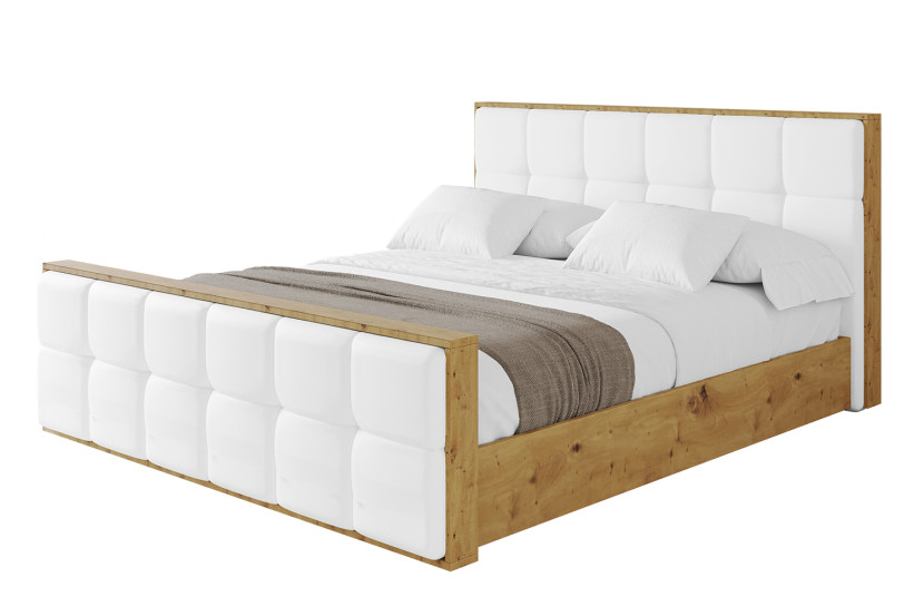 Łóżko tapicerowane bez materaca + pojemnik ENZO7-Z 120x200 cm Biały 839028