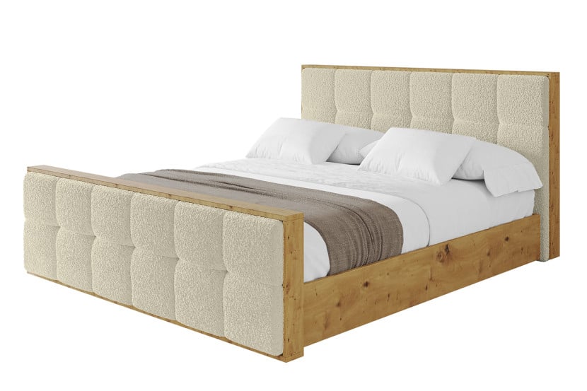 Łóżko tapicerowane bez materaca + pojemnik ENZO7-Z 140x200 cm Beżowy 839445