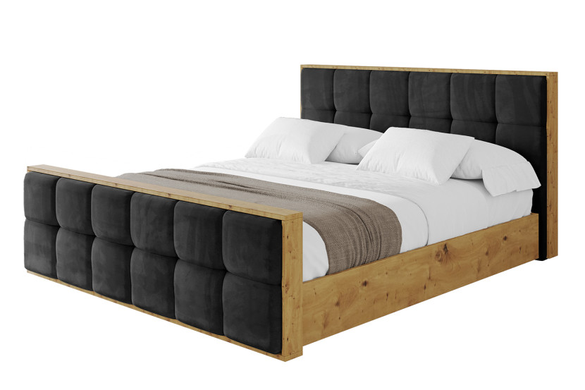 Łóżko tapicerowane bez materaca + pojemnik ENZO7-Z 160x200 cm Czarny 839301