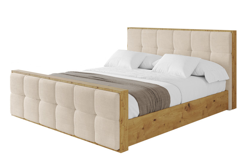 Łóżko tapicerowane bez materaca + pojemnik ENZO7-Z 200x200 cm Beżowy 838809