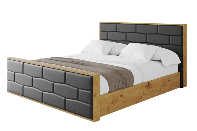 Łóżko tapicerowane bez materaca + pojemnik ENZO8-Z-120x200 cm Czarny 839151
