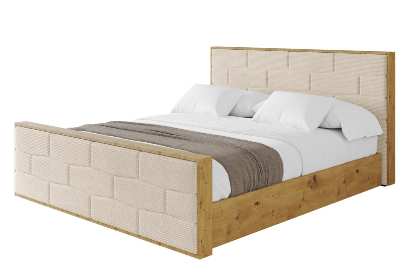 Łóżko tapicerowane bez materaca + pojemnik ENZO8-Z-140x200 cm Beżowy 839041