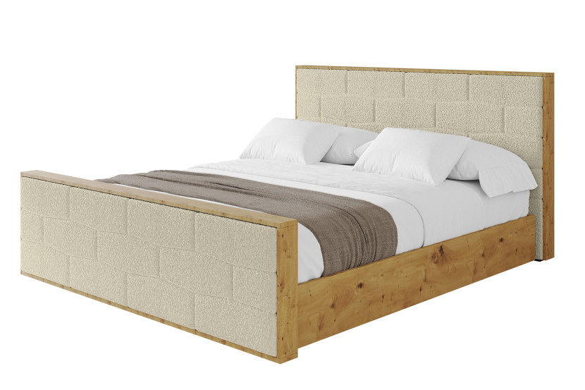 Łóżko tapicerowane bez materaca + pojemnik ENZO8-Z-160x200 cm Beżowy 839284