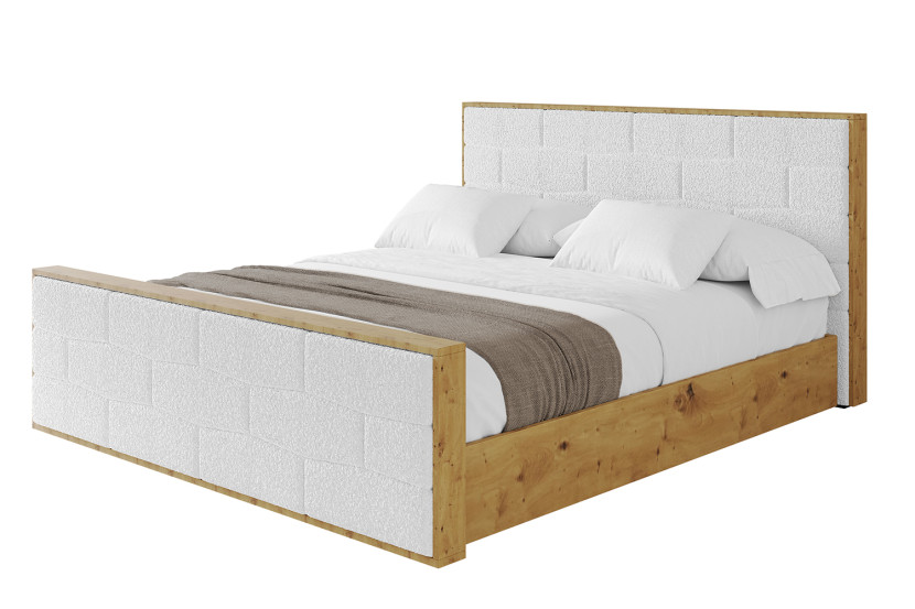 Łóżko tapicerowane bez materaca + pojemnik ENZO8-Z-160x200 cm Biały 838663
