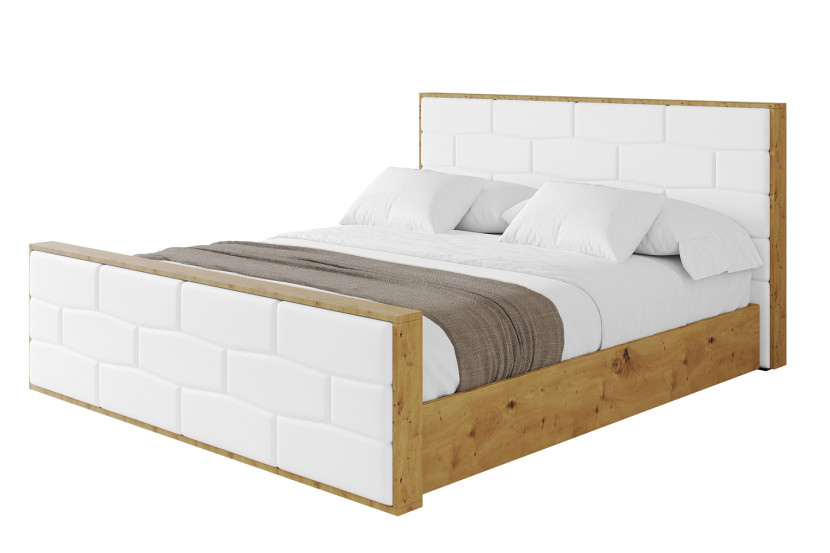 Łóżko tapicerowane bez materaca + pojemnik ENZO8-Z-180x200 cm Biały 838633
