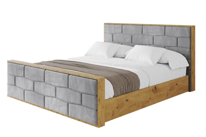 Łóżko tapicerowane bez materaca + pojemnik ENZO8-Z-180x200 cm Szary 838591