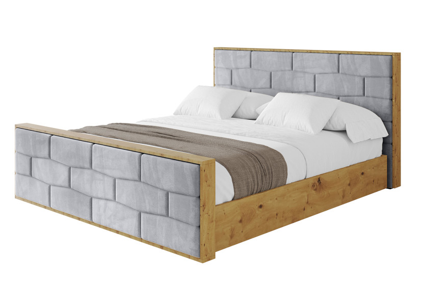 Łóżko tapicerowane bez materaca + pojemnik ENZO8-Z-200x200 cm Jasnoszary 838897