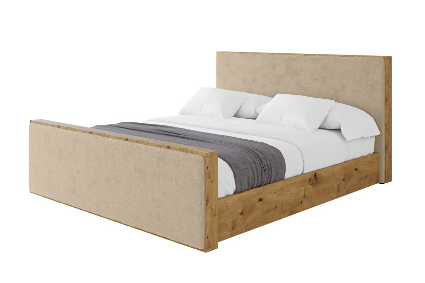 Łóżko tapicerowane bez materaca + pojemnik ENZO9-Z - 200x200 cm Ecru 966476