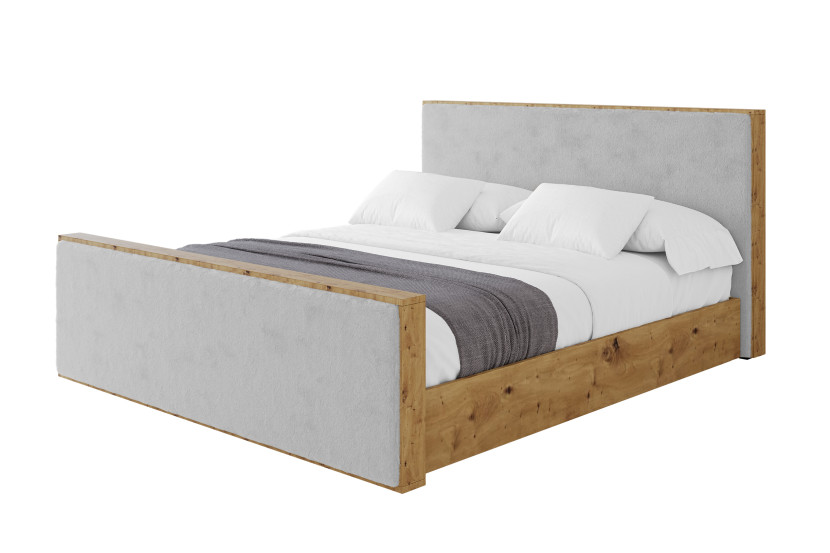Łóżko tapicerowane bez materaca + pojemnik ENZO9-Z - 200x200 cm Szary 966510
