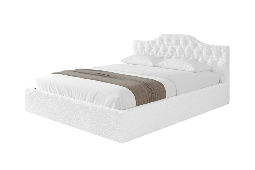 Łóżko tapicerowane bez materaca + pojemnik FALIO-v1 - 140x200 cm Biały 870296