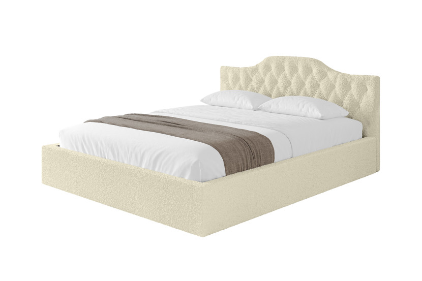 Łóżko tapicerowane bez materaca + pojemnik FALIO-v1 - 160x200 cm Beżowy 869670