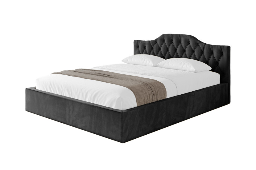 Łóżko tapicerowane bez materaca + pojemnik FALIO-v1 - 180x200 cm Czarny 870180