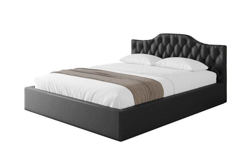 Łóżko tapicerowane bez materaca + pojemnik FALIO-v1 - 200x200 cm Czarny 869687