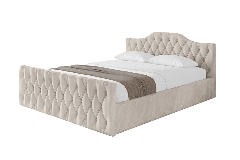 Łóżko tapicerowane bez materaca + pojemnik FALIO-v1-Z-160x200 cm Beżowy 869497