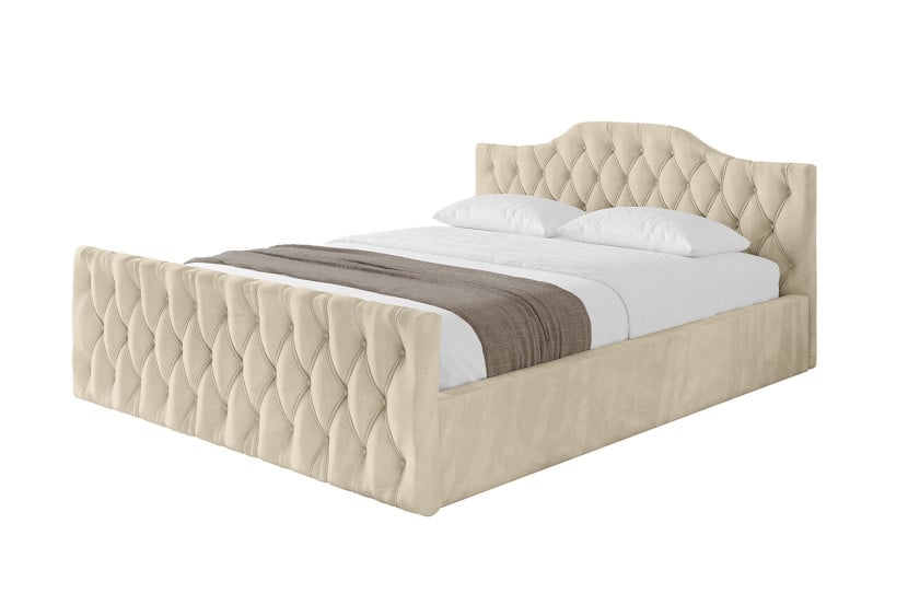 Łóżko tapicerowane bez materaca + pojemnik FALIO-v1-Z-200x200 cm Beżowy 870203