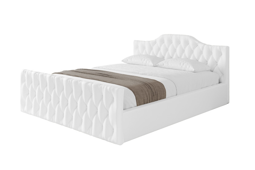 Łóżko tapicerowane bez materaca + pojemnik FALIO-v1-Z-200x200 cm Biały 870234