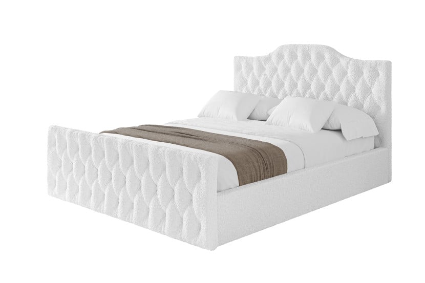 Łóżko tapicerowane bez materaca + pojemnik FALIO-Z-180x200 cm Biały 869885