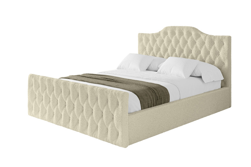 Łóżko tapicerowane bez materaca + pojemnik FALIO-Z-200x200 cm Beżowy 870065