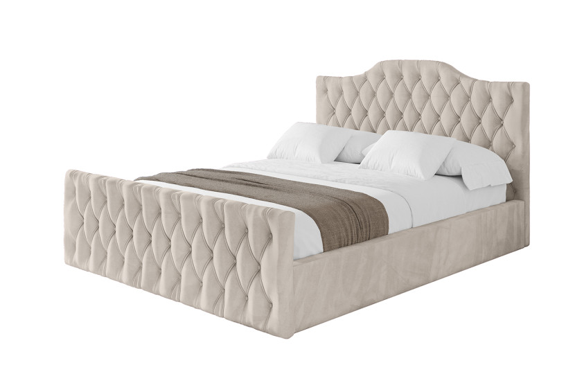 Łóżko tapicerowane bez materaca + pojemnik FALIO-Z-200x200 cm Beżowy 869470